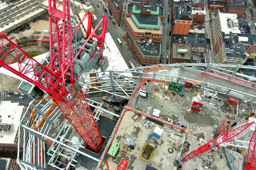 Internal climbing setup enables Potain cranes to fast-track Boston tower
